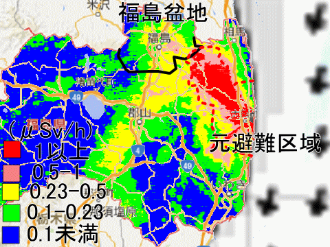 事故７年目も汚染されている福島盆地