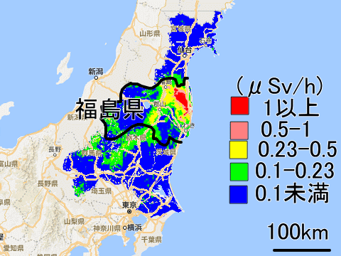 隣県に比べ汚染が酷い福島県